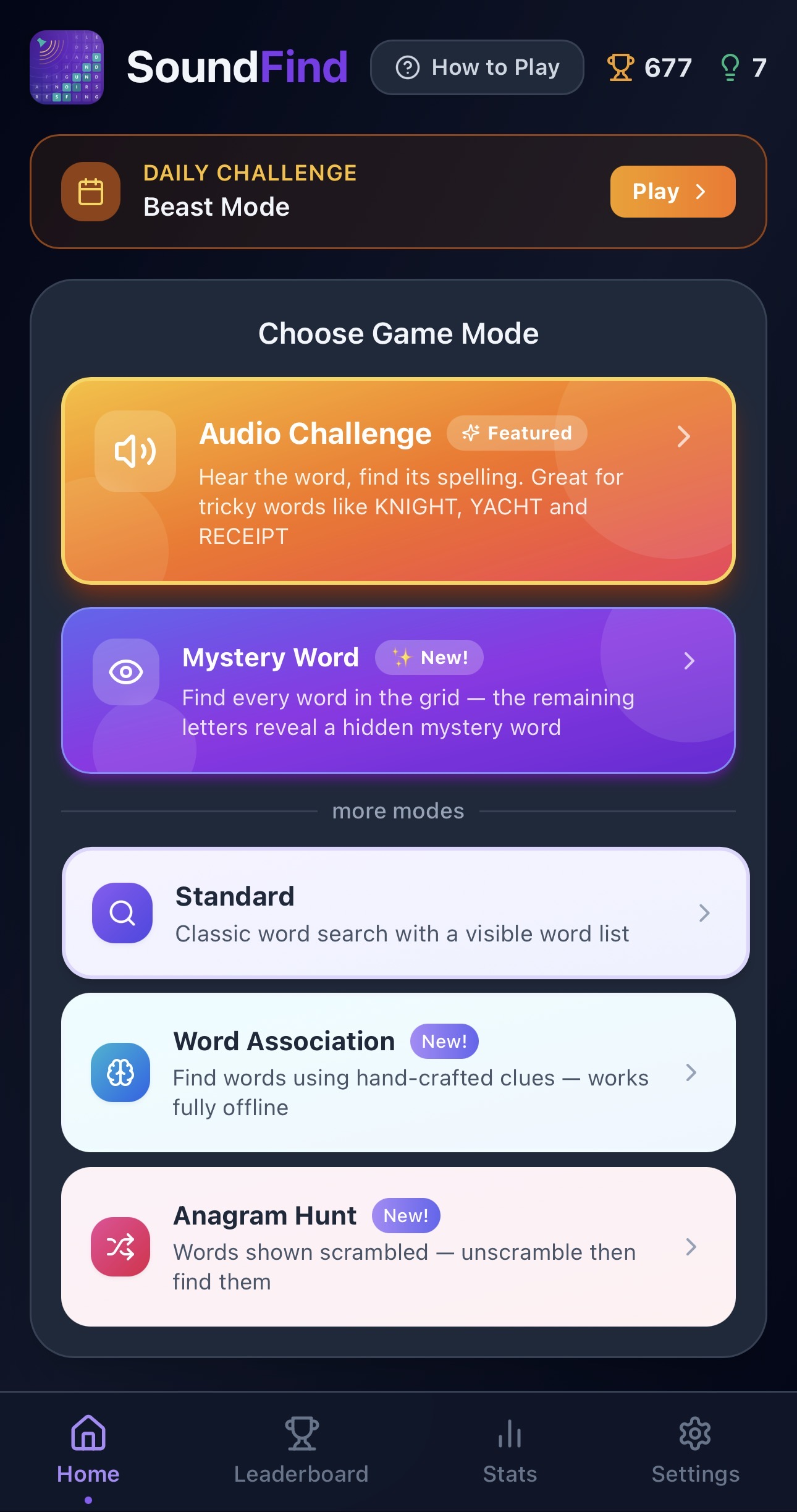 Game mode selection